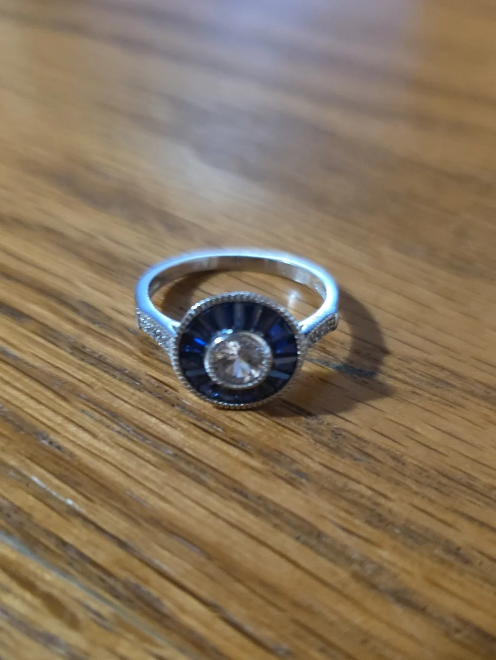 JDC .925 Sterling Blue and Clear Halo Ring